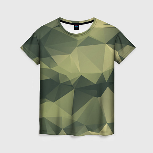 Женская футболка 3д полигоны - камуфляж / 3D-принт – фото 1