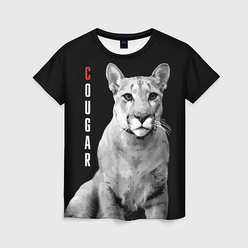 Женская футболка Cougar - wild cat / 3D-принт – фото 1