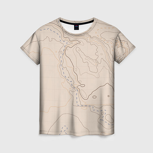 Женская футболка Песчаная Топографическая Карта / 3D-принт – фото 1