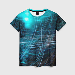 Женская футболка Неоновые волны и линии - Голубой