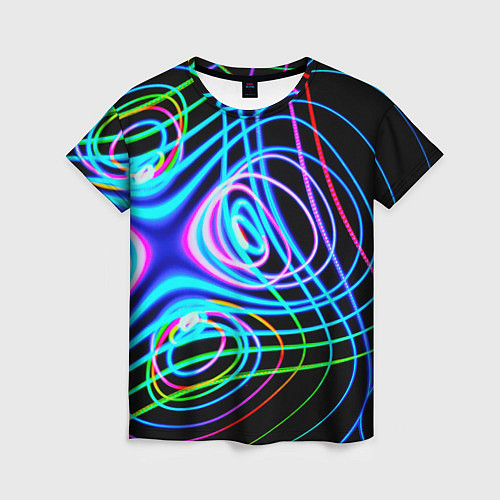 Женская футболка Неоновое множество линий - Голубой / 3D-принт – фото 1