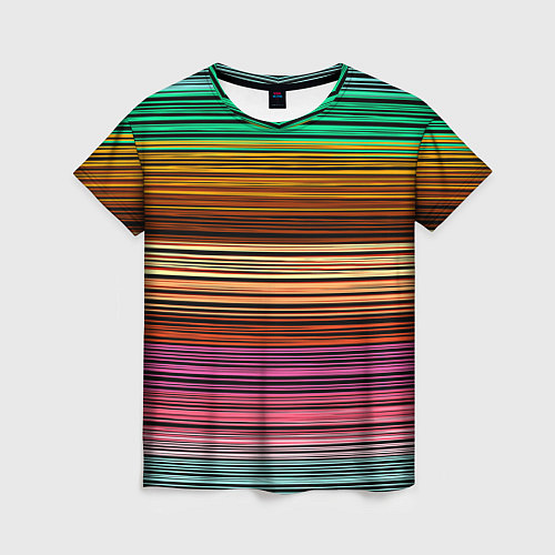 Женская футболка Multicolored thin stripes Разноцветные полосы / 3D-принт – фото 1