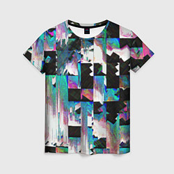 Женская футболка Glitch Abstract squares Глитч Абстрактные квадраты