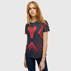 Футболка женская Красный Символ Destiny на темном фоне со стрелками, цвет: 3D-принт — фото 2