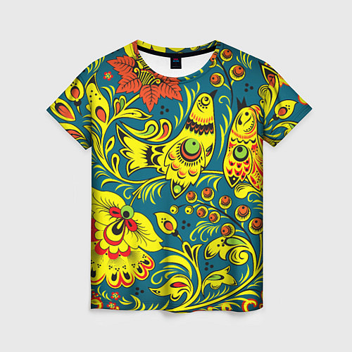 Женская футболка Хохломская Роспись Две Птицы / 3D-принт – фото 1