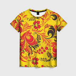 Женская футболка Хохломская Роспись Цветы