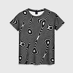 Женская футболка Чёрно-белая стилизованная поверхность воды Wave pa