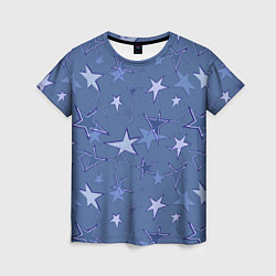 Женская футболка Gray-Blue Star Pattern