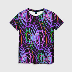 Женская футболка Неоновые круги и линии - Фиолетовый
