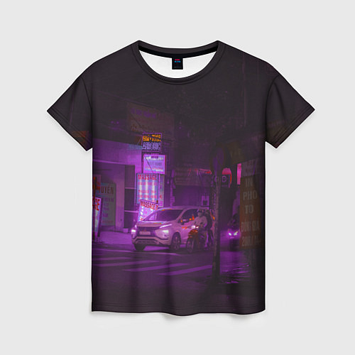 Женская футболка Неоновый ночной переход - Фиолетовый / 3D-принт – фото 1