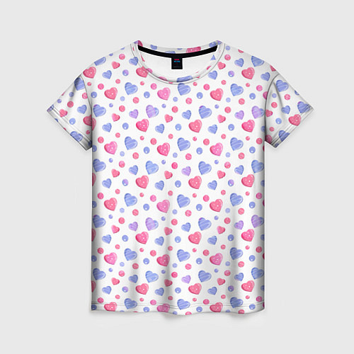 Женская футболка Милые карамельки-сердечки на белом / 3D-принт – фото 1