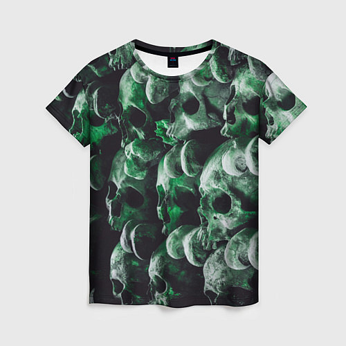 Женская футболка Множество черепов во тьме - Зелёный / 3D-принт – фото 1