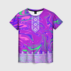 Футболка женская Славянская рубаха с разводами, цвет: 3D-принт