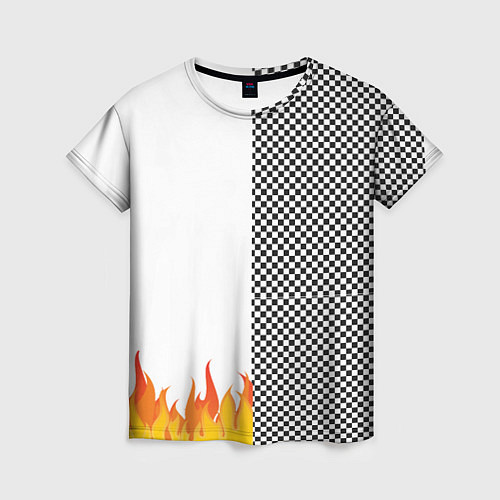 Женская футболка Шахматаня клетка с огнём / 3D-принт – фото 1