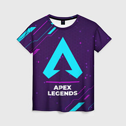 Футболка женская Символ Apex Legends в неоновых цветах на темном фо, цвет: 3D-принт