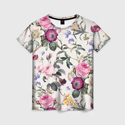 Женская футболка Цветы Сказочные Розы и Герберы