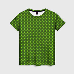 Футболка женская Зеленый узоры крестиком, цвет: 3D-принт
