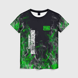 Женская футболка Pubg - зелёное пламя