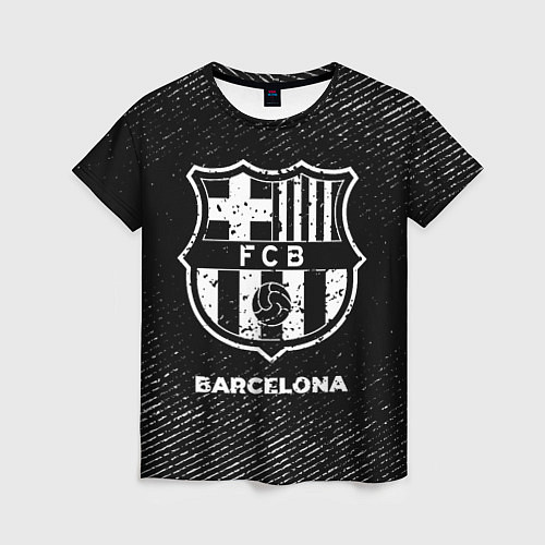 Женская футболка Barcelona с потертостями на темном фоне / 3D-принт – фото 1