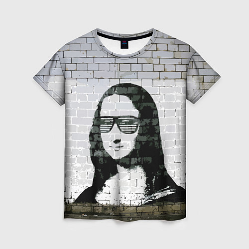 Женская футболка Джоконда на стене в стиле граффити / 3D-принт – фото 1