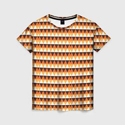Футболка женская Треугольники на оранжевом фоне, цвет: 3D-принт