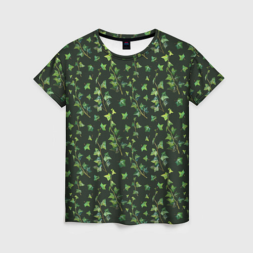 Женская футболка Листья зеленый плюща - паттерн / 3D-принт – фото 1