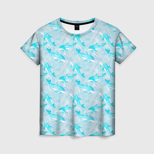 Женская футболка Дельфины в океане / 3D-принт – фото 1
