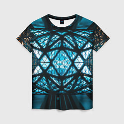 Женская футболка Неоновые абстрактные фигуры и фонари - Синий