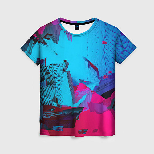 Женская футболка Авангардная фрактальная композиция - Глитч / 3D-принт – фото 1