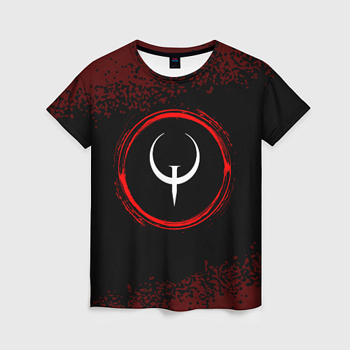 Женская футболка Символ Quake и краска вокруг на темном фоне / 3D-принт – фото 1