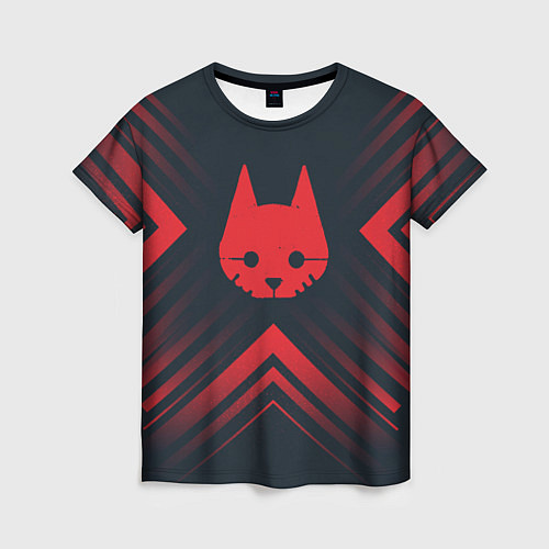Женская футболка Красный Символ Stray на темном фоне со стрелками / 3D-принт – фото 1