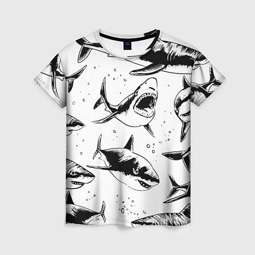 Женская футболка Кровожадные акулы - стая / 3D-принт – фото 1