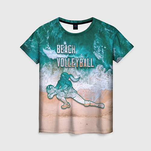 Женская футболка Beach volleyball ocean theme / 3D-принт – фото 1