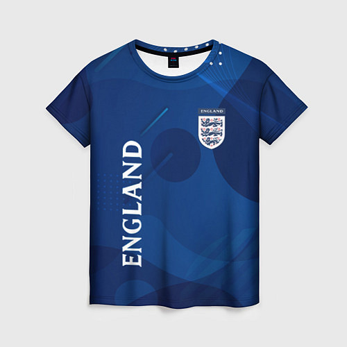 Женская футболка Сборная Англии Синяя Абстракция / 3D-принт – фото 1