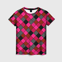 Женская футболка Розово-красный геометрический узор
