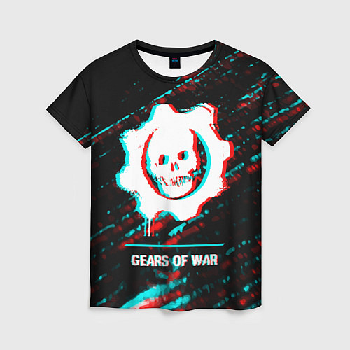 Женская футболка Gears of War в стиле glitch и баги графики на темн / 3D-принт – фото 1