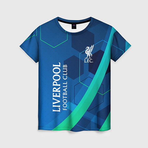 Женская футболка Ливерпуль Синяя абстракция / 3D-принт – фото 1
