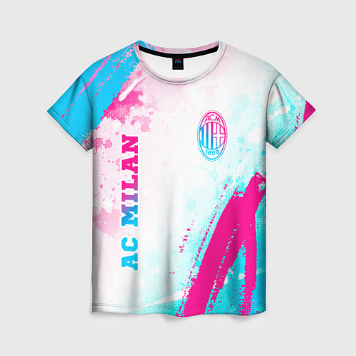 Женская футболка AC Milan neon gradient style: символ и надпись вер / 3D-принт – фото 1