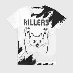 Футболка женская The Killers рок кот на светлом фоне, цвет: 3D-принт