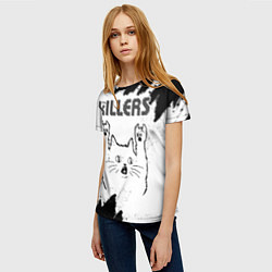 Футболка женская The Killers рок кот на светлом фоне, цвет: 3D-принт — фото 2