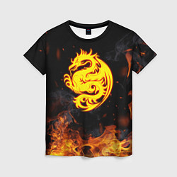 Футболка женская Огнедышащий дракон и пламя, цвет: 3D-принт