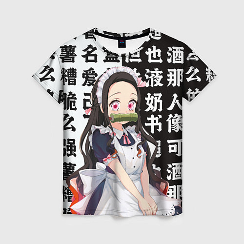 Женская футболка Незуко горничная - Клинок рассекающий демонов / 3D-принт – фото 1