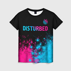 Футболка женская Disturbed - neon gradient: символ сверху, цвет: 3D-принт