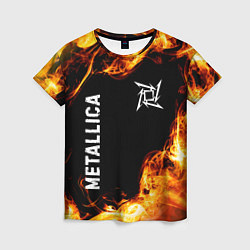Женская футболка Metallica и пылающий огонь