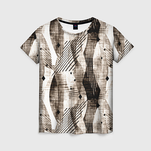 Женская футболка Абстрактный гранжевый коричнево-бежевый / 3D-принт – фото 1