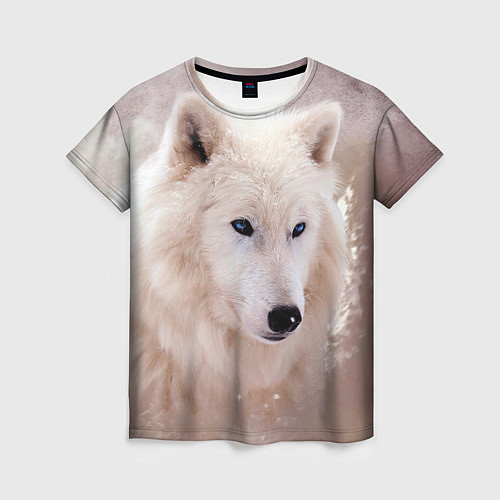 Женская футболка Белый зимний волк / 3D-принт – фото 1