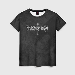 Футболка женская Phasmophobia пентаграмма и крест на сером фоне, цвет: 3D-принт