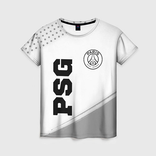 Женская футболка PSG sport на светлом фоне: символ и надпись вертик / 3D-принт – фото 1