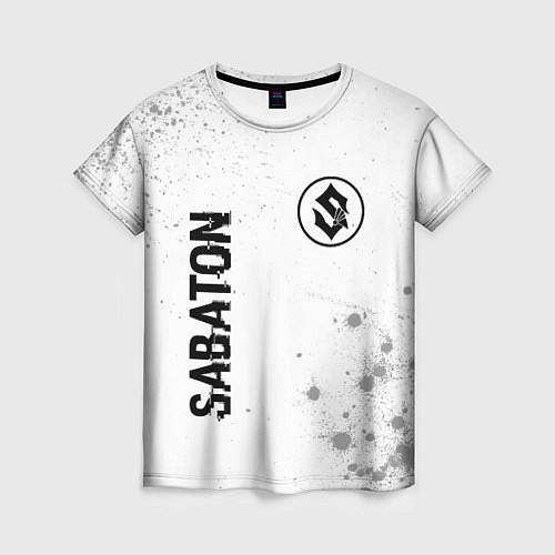 Женская футболка Sabaton glitch на светлом фоне: символ и надпись в / 3D-принт – фото 1