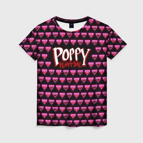 Женская футболка Poppy Playtime - Kissy Missy Pattern - Huggy Wuggy / 3D-принт – фото 1